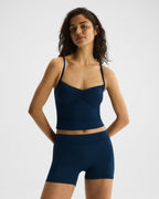 Ultimate Ruched Open Back Tank - Navy Blue