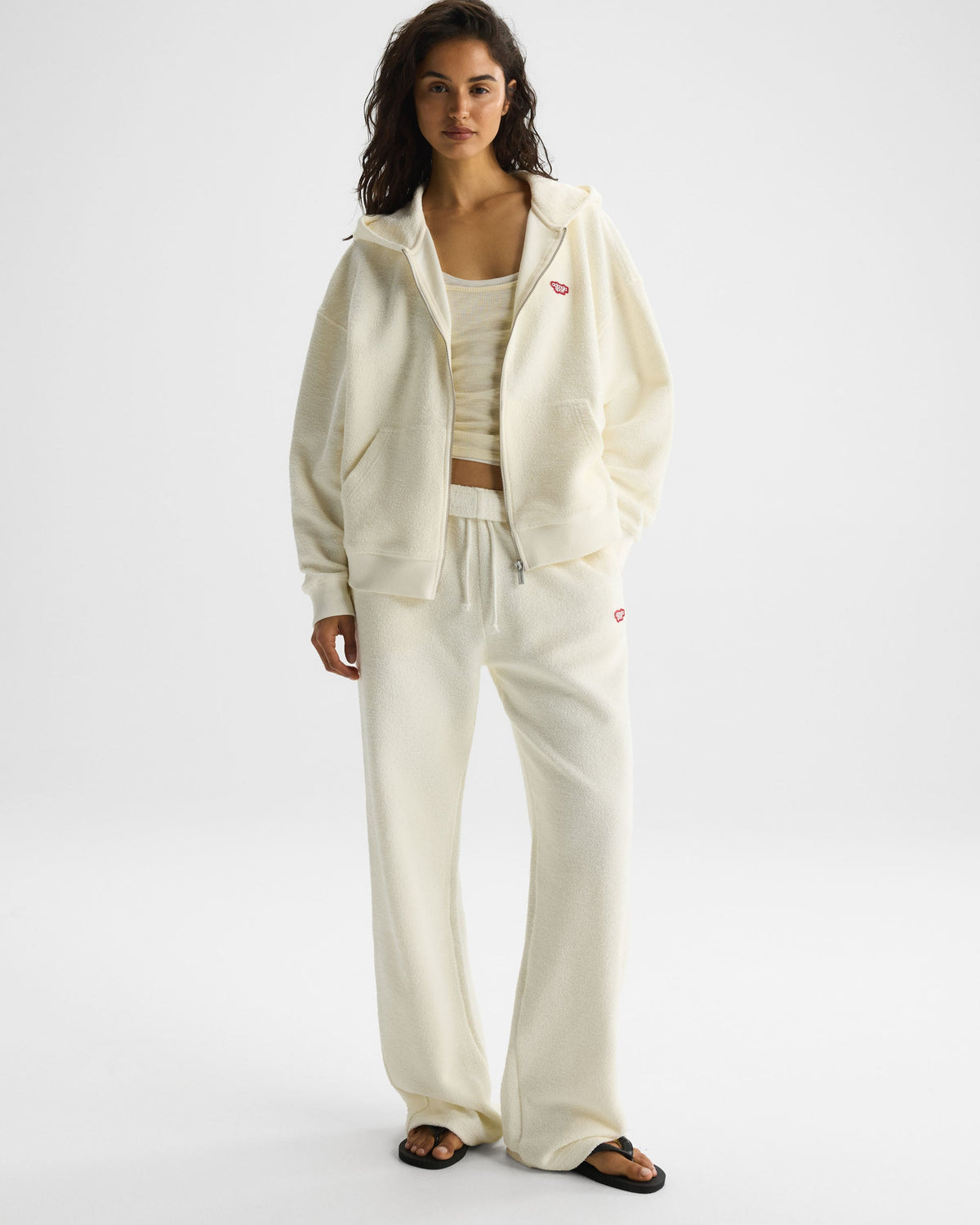 Zip Through Hoodie - Marshmallow White