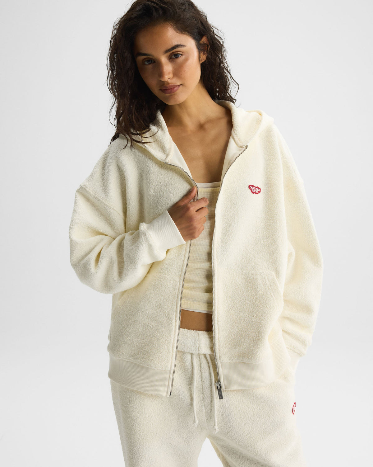 Zip Through Hoodie - Marshmallow White