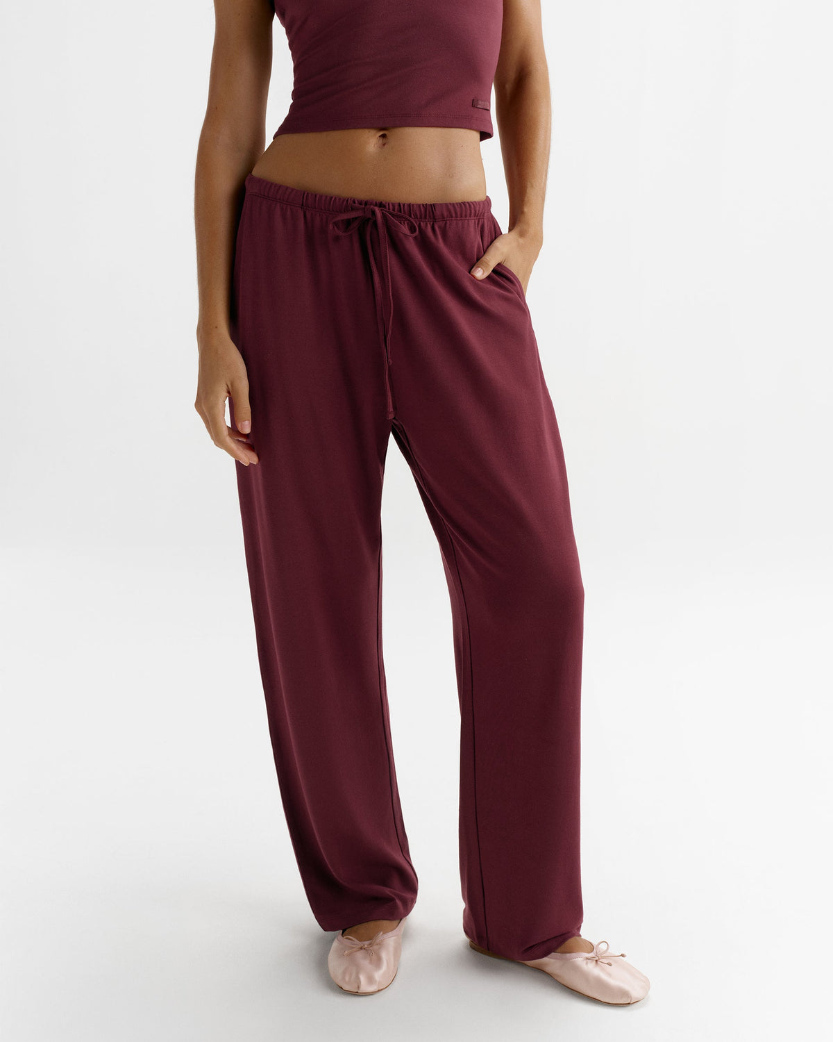 Modal Soft Lounge Trousers - Damson Red