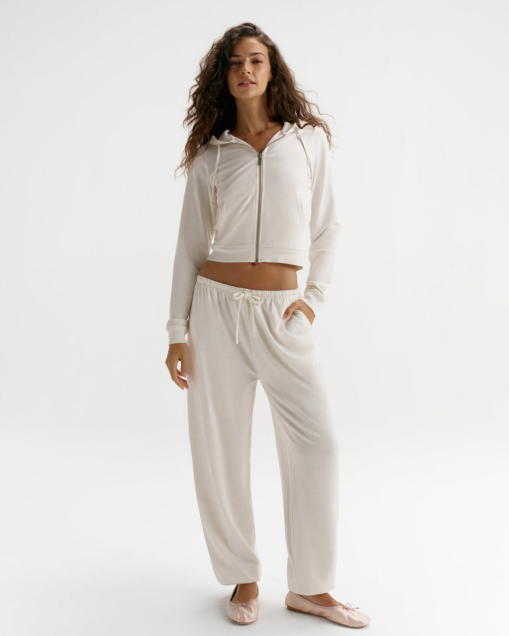 Modal Soft Lounge Cuffed Trousers - Marshmallow White