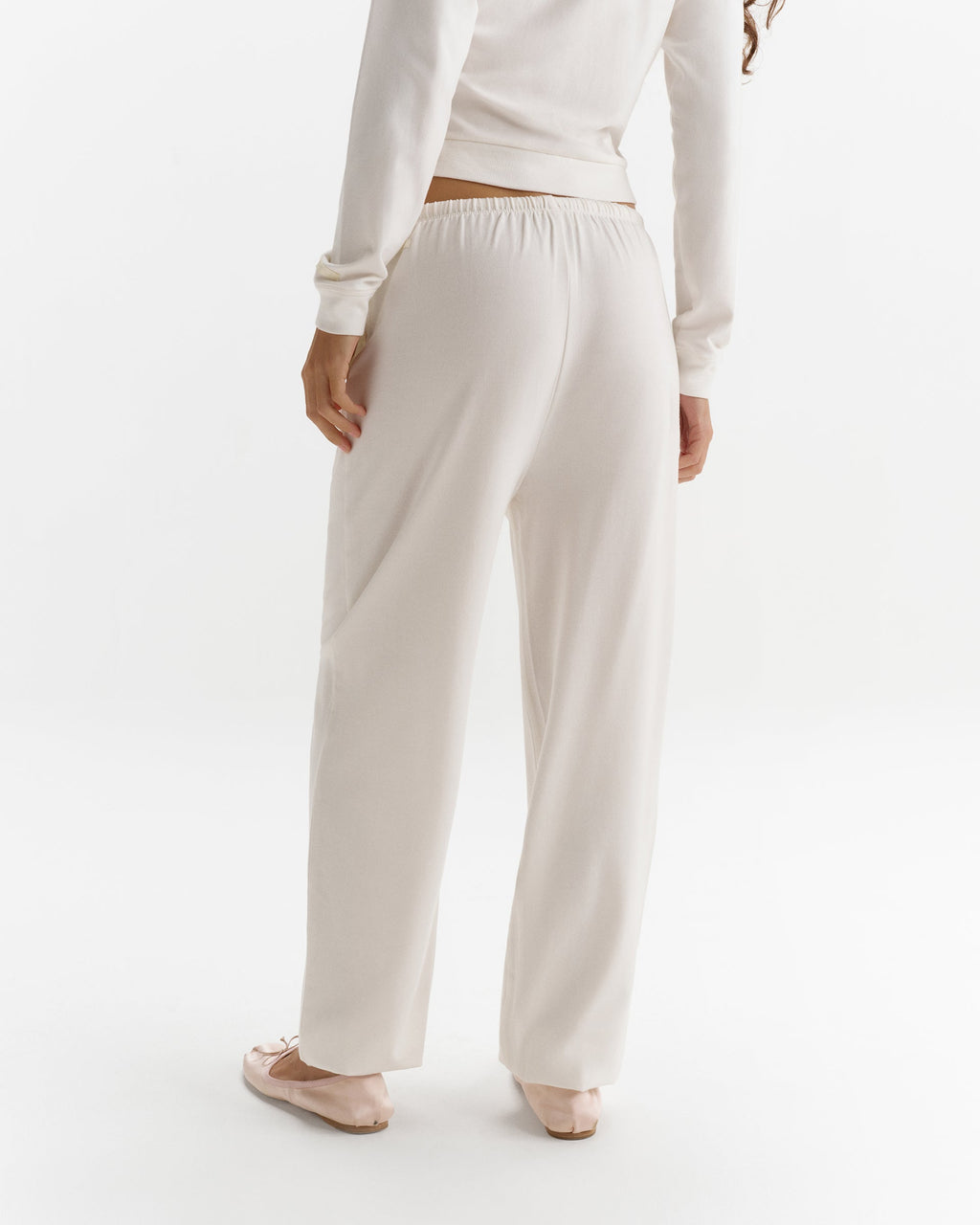 Modal Soft Lounge Cuffed Trousers - Marshmallow White