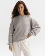 Classic Adanola Sport Applique Oversized Sweatshirt - Heather Grey/Marshmallow White
