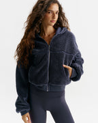 Cropped Hooded Fleece - Midnight Blue