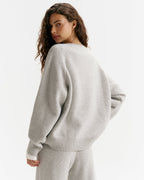 Boucle Oversized Knit Sweatshirt - Light Grey Melange