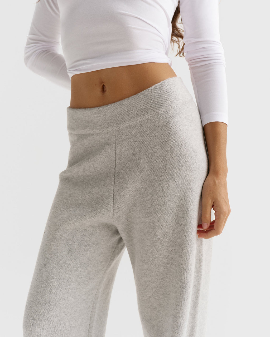 Knit Straight Leg Sweatpants - Light Grey Melange