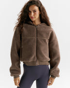 Cropped Hooded Fleece - Mink Brown