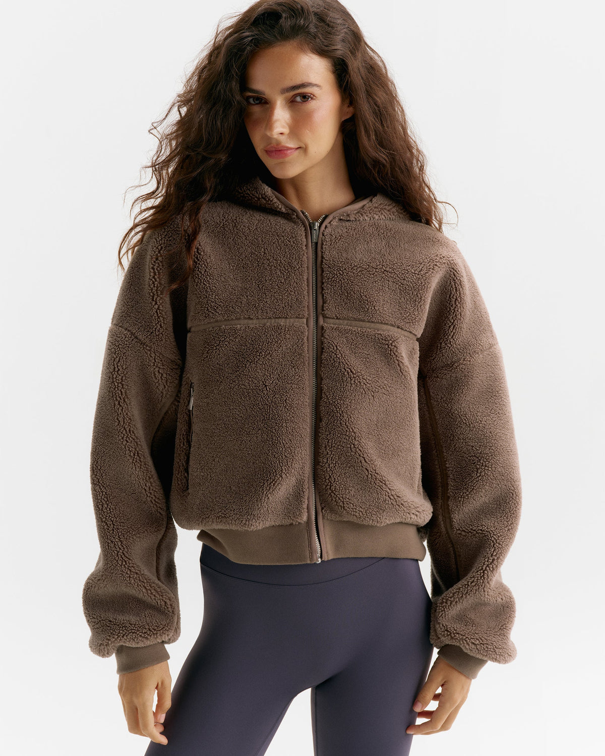 Cropped Hooded Fleece - Mink Brown