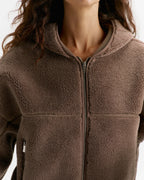 Cropped Hooded Fleece - Mink Brown