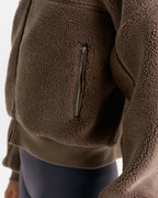 Cropped Hooded Fleece - Mink Brown