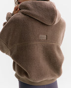 Cropped Hooded Fleece - Mink Brown