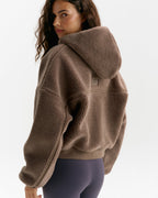 Cropped Hooded Fleece - Mink Brown