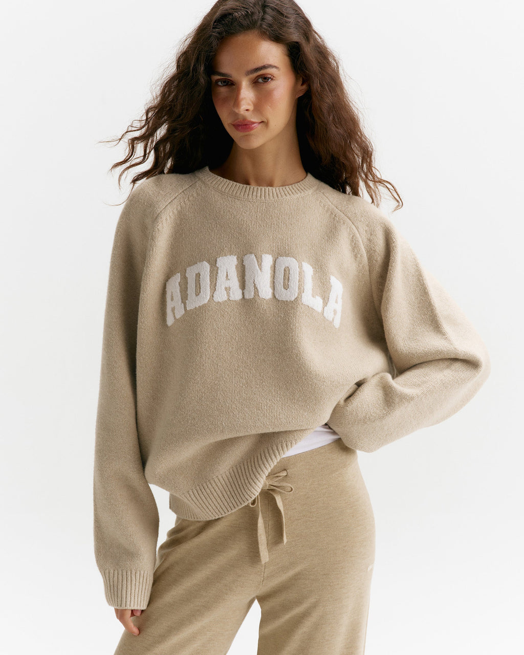 Boucle Oversized Knit Sweatshirt - Oatmeal