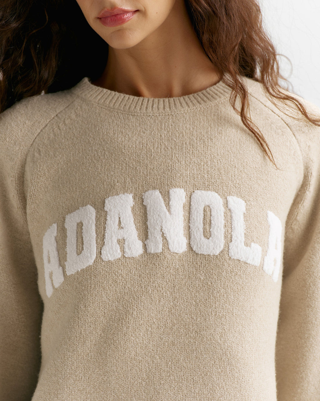 Boucle Oversized Knit Sweatshirt - Oatmeal