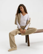 Knit Straight Leg Trousers - Oatmeal