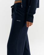 Knit Straight Leg Trousers - Navy Blue