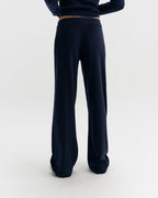 Knit Straight Leg Trousers - Navy Blue