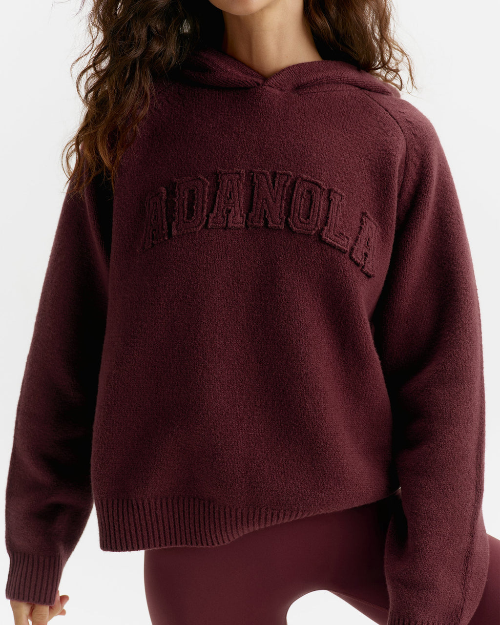 Oversized Knit Hoodie - Damson Red