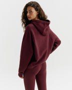 Oversized Knit Hoodie - Damson Red