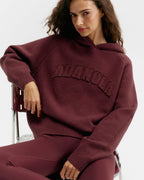 Oversized Knit Hoodie - Damson Red