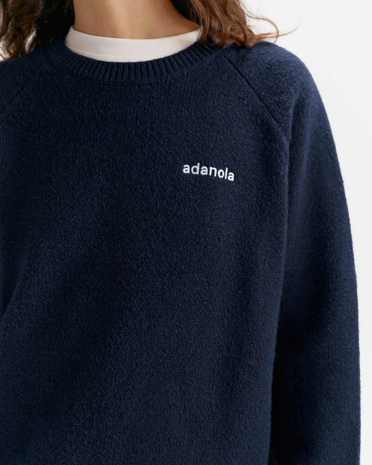 Oversized Knit Sweatshirt - Navy Blue