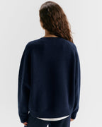 Oversized Knit Sweatshirt - Navy Blue