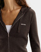 Knit Zip Up Hoodie - Coffee Bean