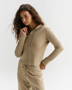 Knit Zip Up Hoodie - Oatmeal