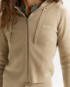 Knit Zip Up Hoodie - Oatmeal