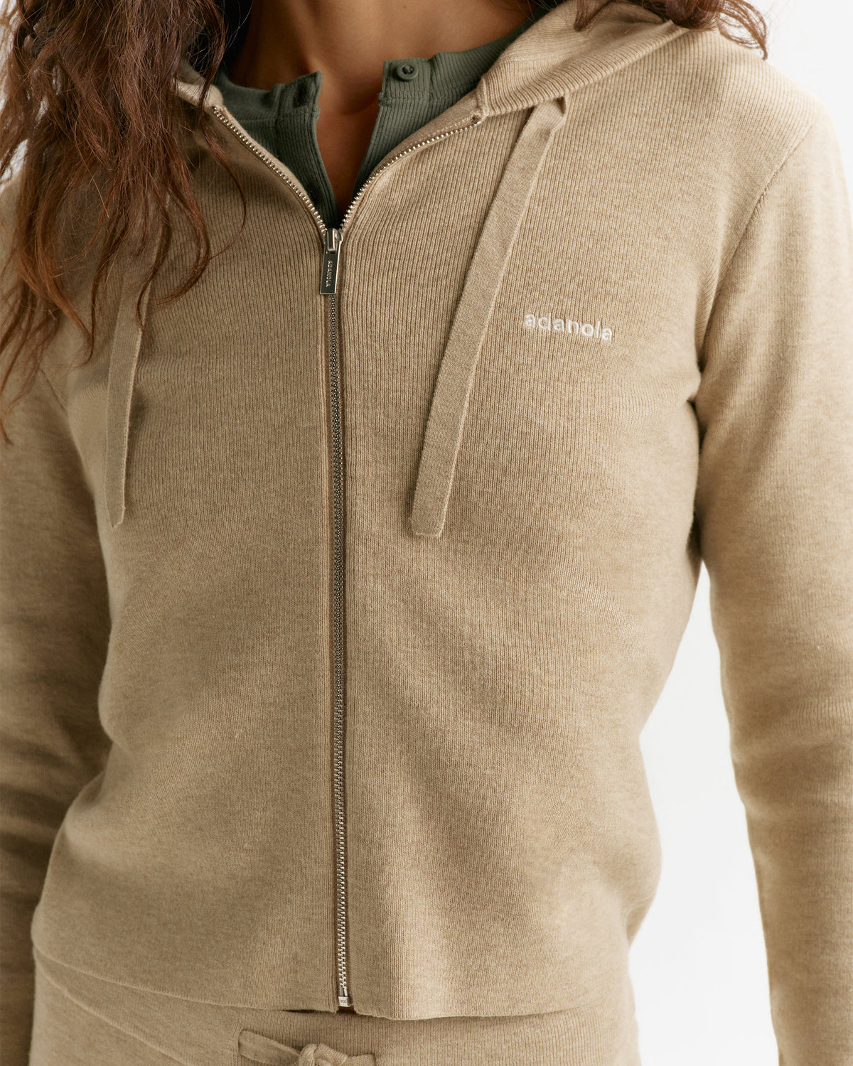 Knit Zip Up Hoodie - Oatmeal