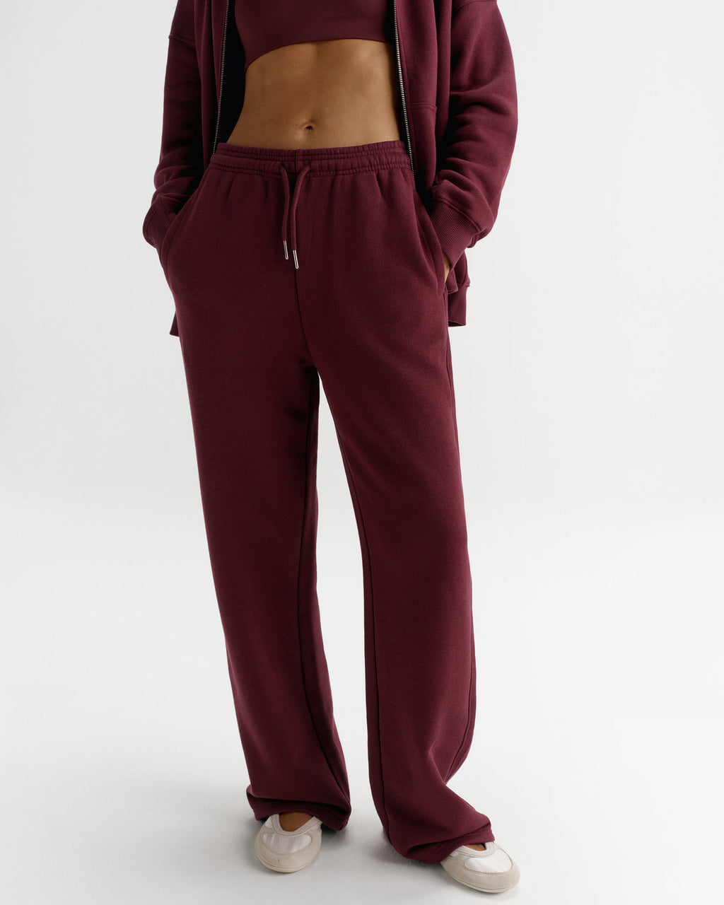 Classic Straight Leg Sweatpants - Damson Red