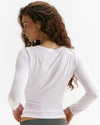 Modal Soft Henley Long Sleeve Top - White