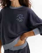 AS Contrast Rib Washed Sweatshirt - Navy Blue/Slate Blue
