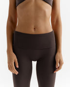 Low Rise Fold Over Yoga Leggings - Coffee Bean
