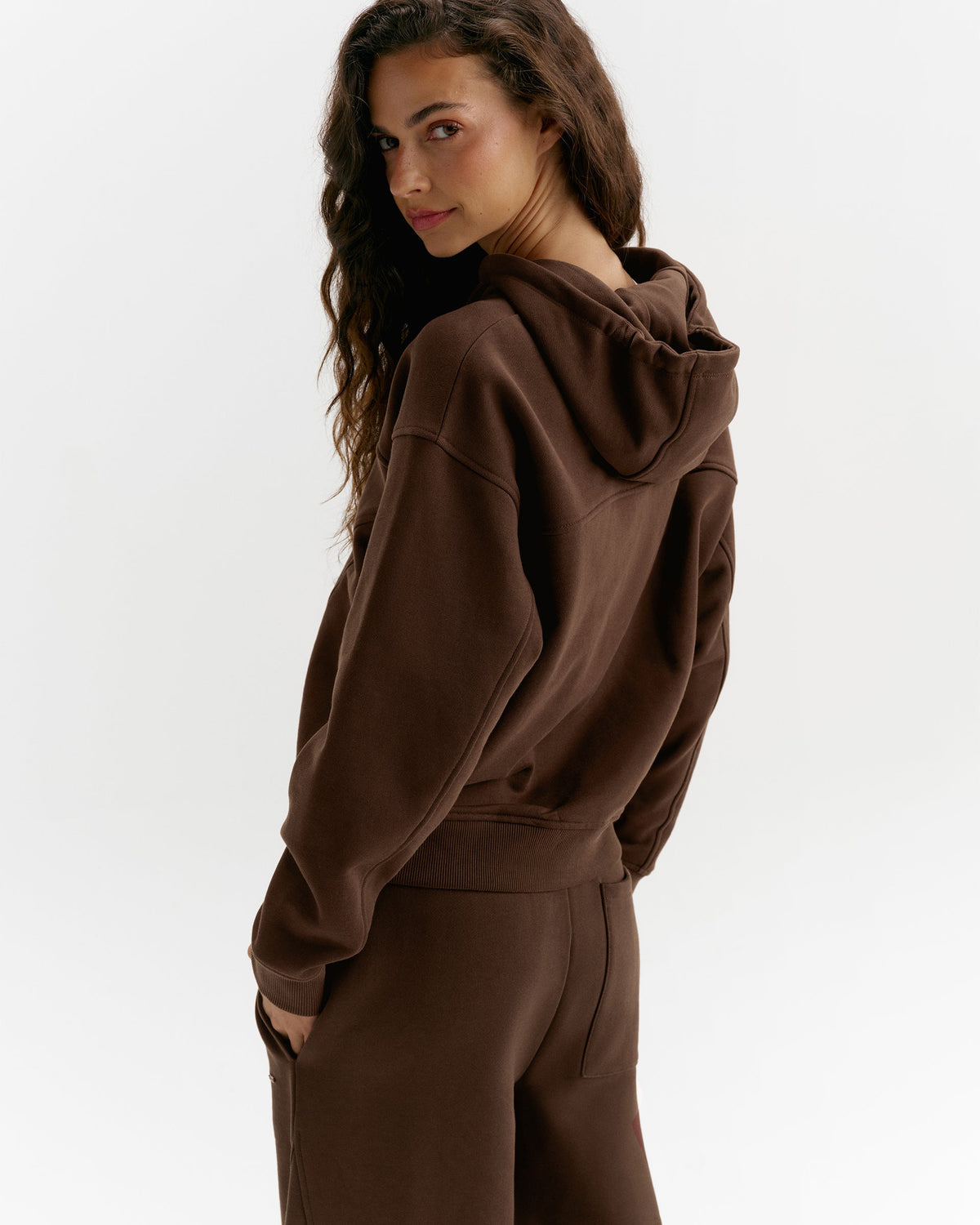 Relaxed Zip Through Hoodie -  Chocolate Brown