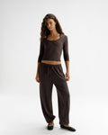 Modal Soft Lounge Cuffed Trousers - Coffee Bean