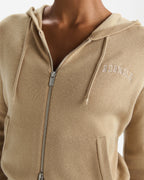 Knit Zip Through Hoodie - Almond