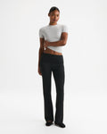 Rib Fold Over Pants - Black