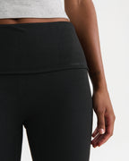 Rib Fold Over Pants - Black