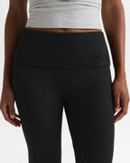 Rib Fold Over Pants - Black