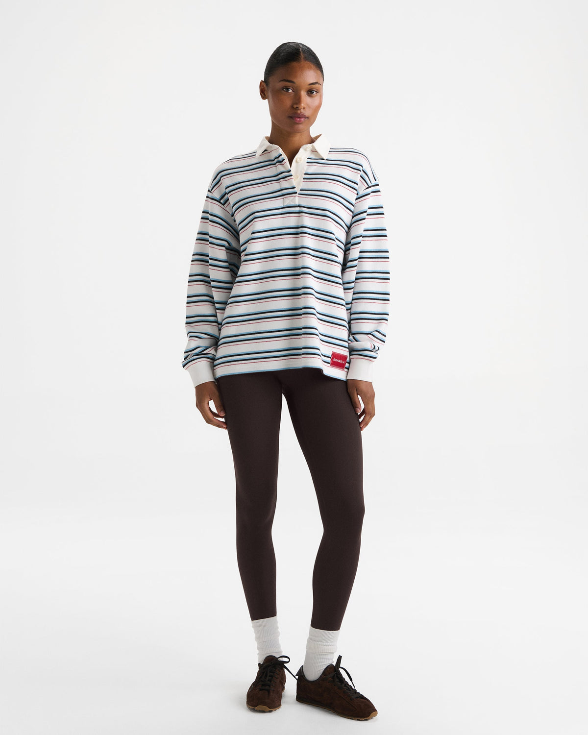 Oversized Stripe Rugby Sweatshirt - Airy Blue