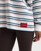 Oversized Stripe Rugby Sweatshirt - Airy Blue