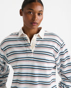 Oversized Stripe Rugby Sweatshirt - Airy Blue