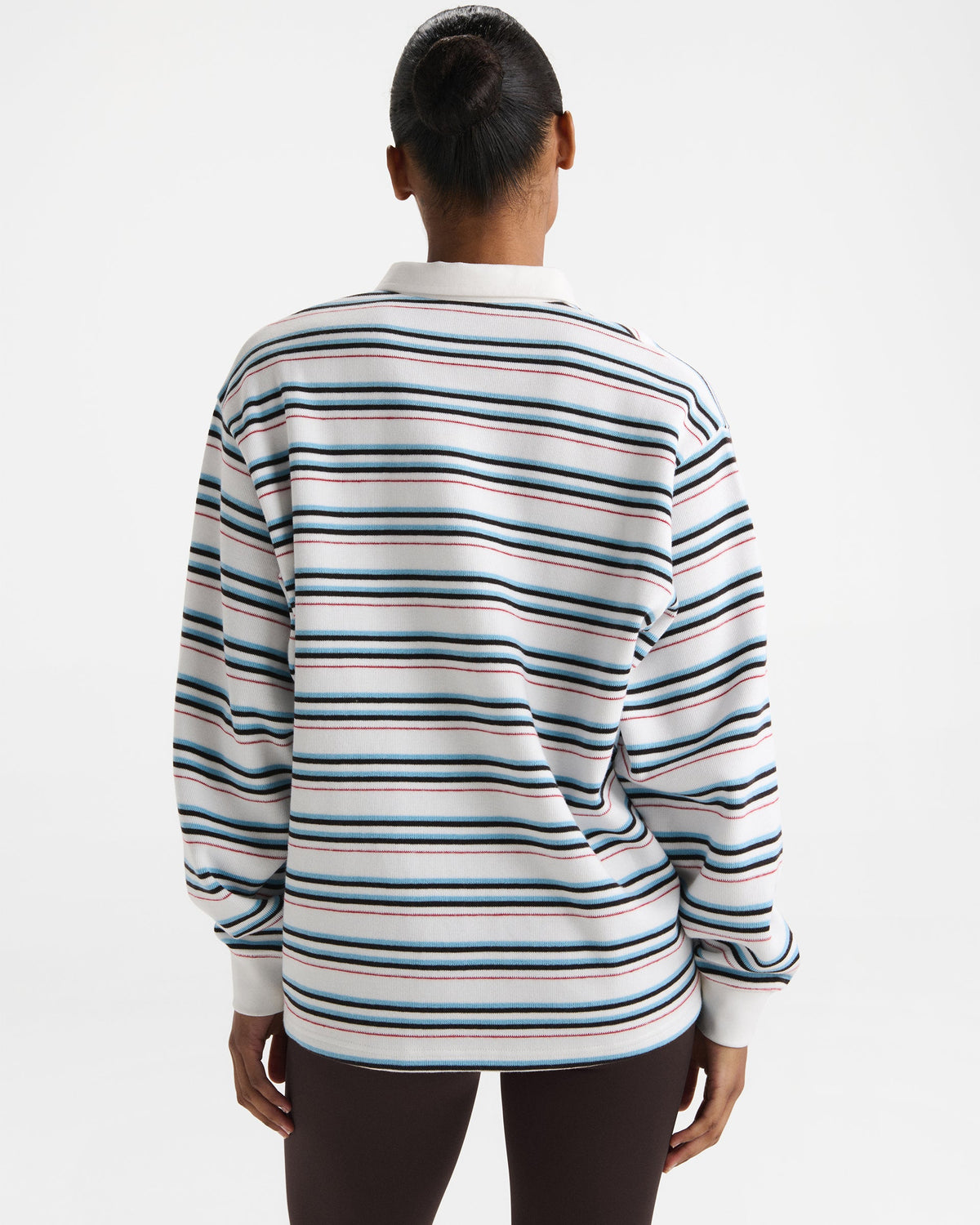 Oversized Stripe Rugby Sweatshirt - Airy Blue