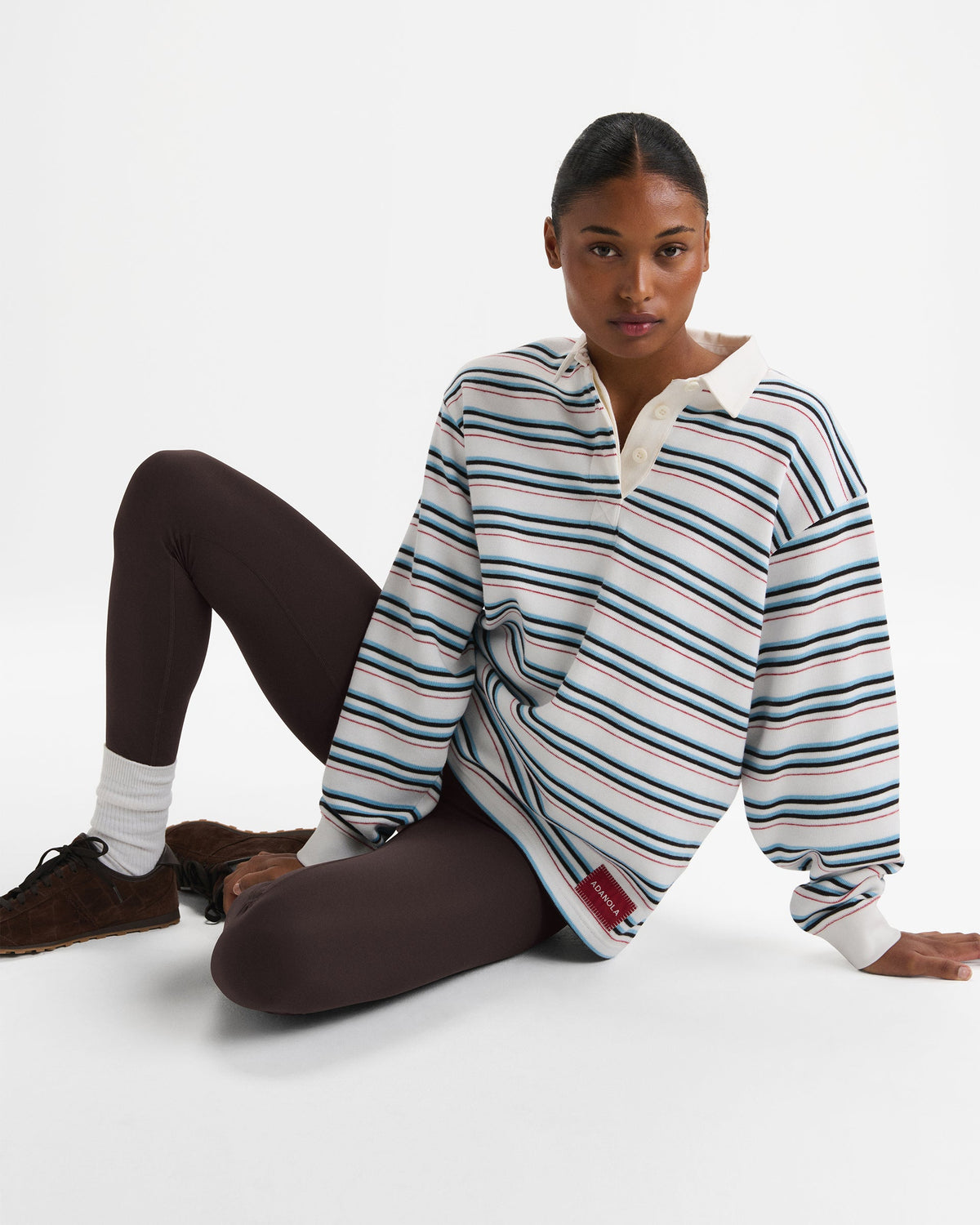Oversized Stripe Rugby Sweatshirt - Airy Blue