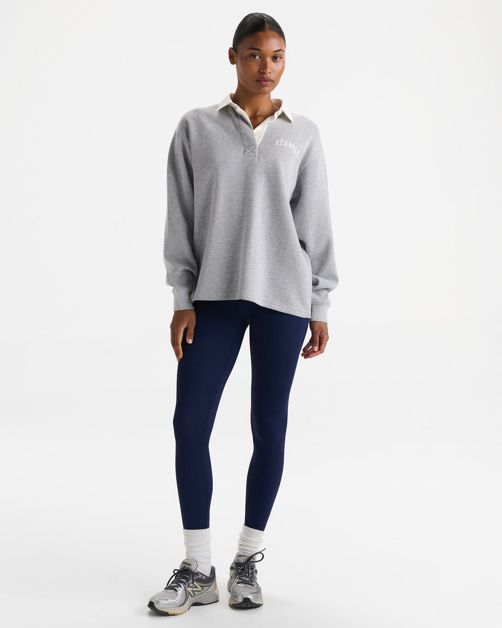 Oversized Rugby Top - Light Grey Melange