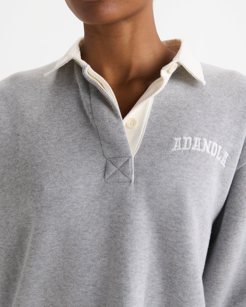 Oversized Rugby Top - Light Grey Melange