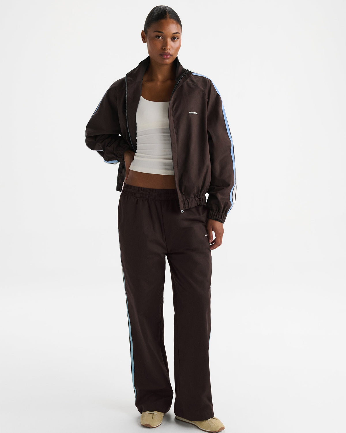 Stripe Detail Track Jacket - Coffee Bean