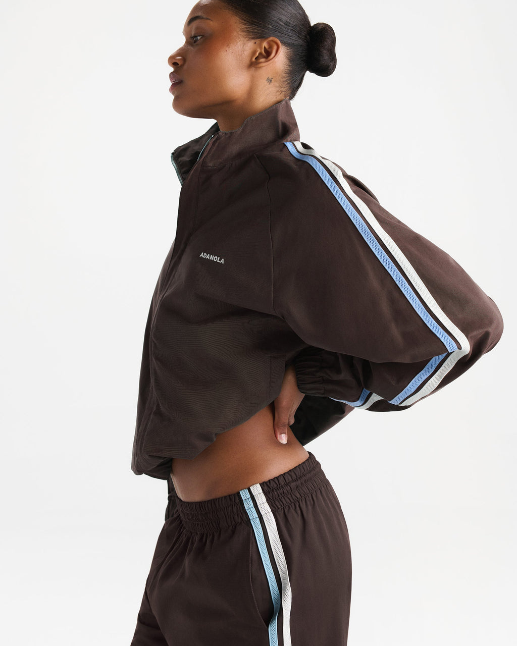 Stripe Detail Track Jacket - Coffee Bean