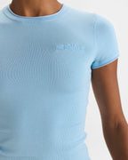 Knit Crew Neck T-shirt - Light Breeze Blue